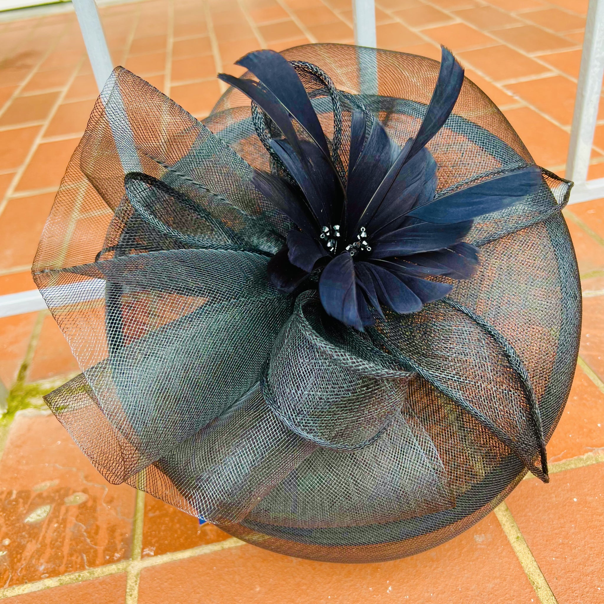 Round Net Covered Sinamay Fascinator