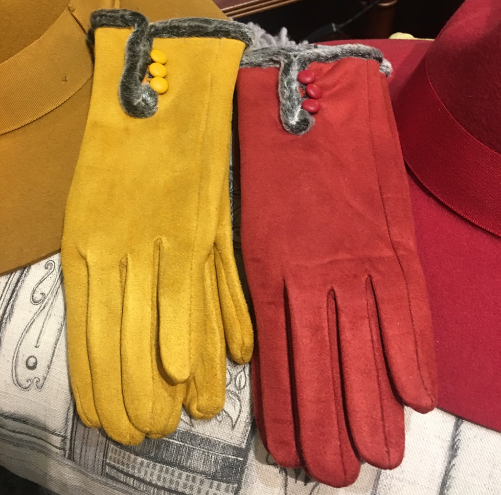 Suedette Gloves with Faux Fur
