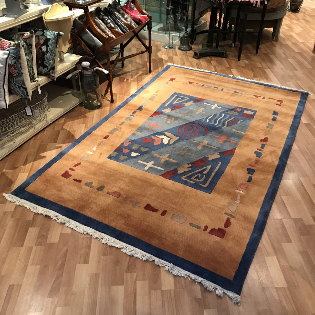 Deep Pile Ochre Patterned Rug