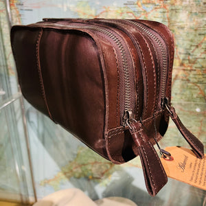 Leather Wash Bag with Carry Handle