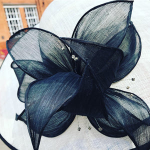 Sinamay wedding hat with flower
