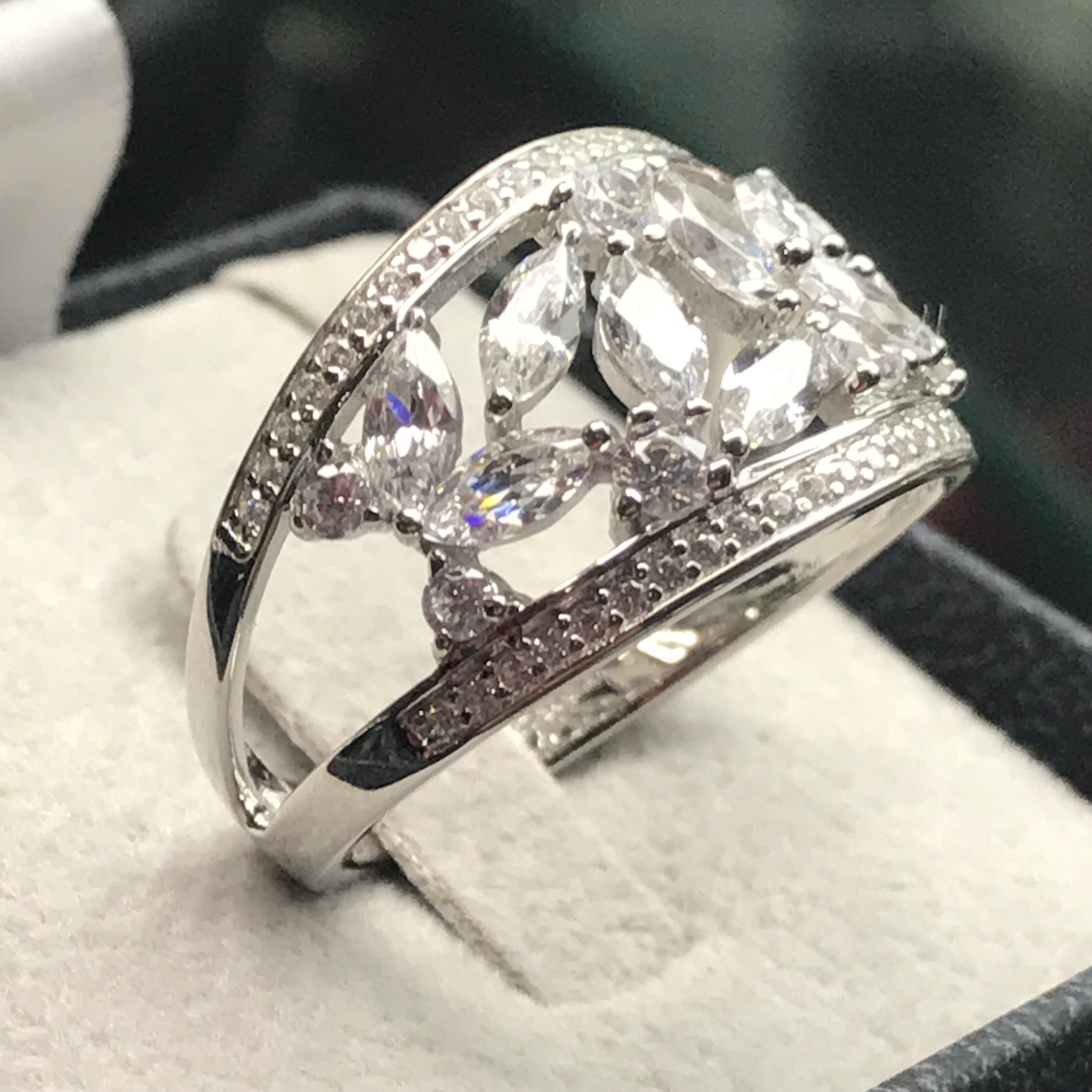 925 Silver Marquise & Solitaire CZ Ring