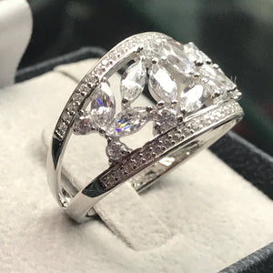 925 Silver Marquise & Solitaire CZ Ring