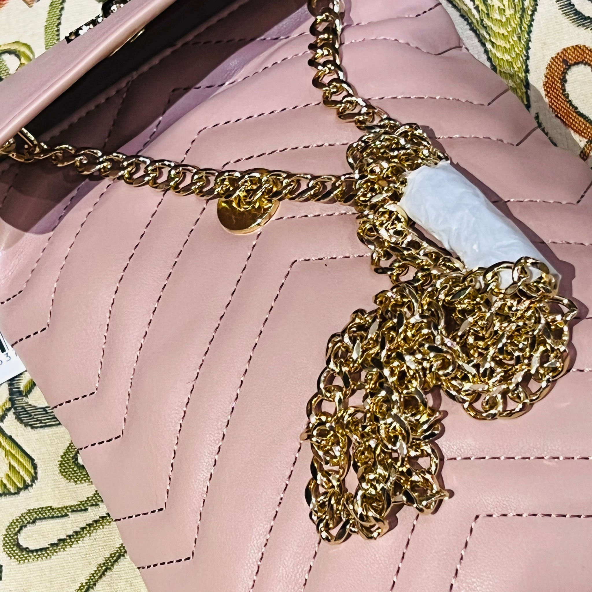 Quilted Cross Body Bag on Gold Chain