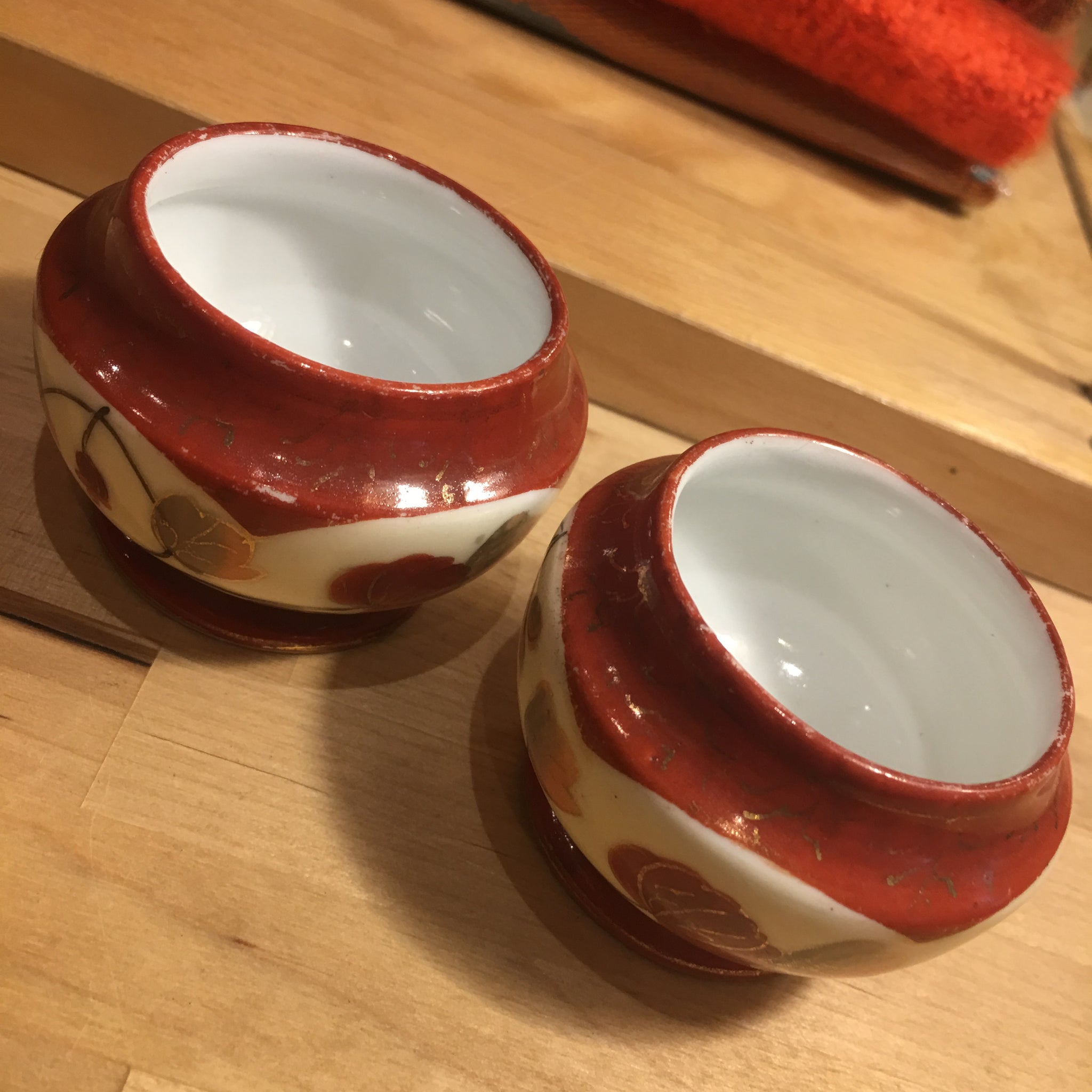 Antique Pair of Imari Style Salts