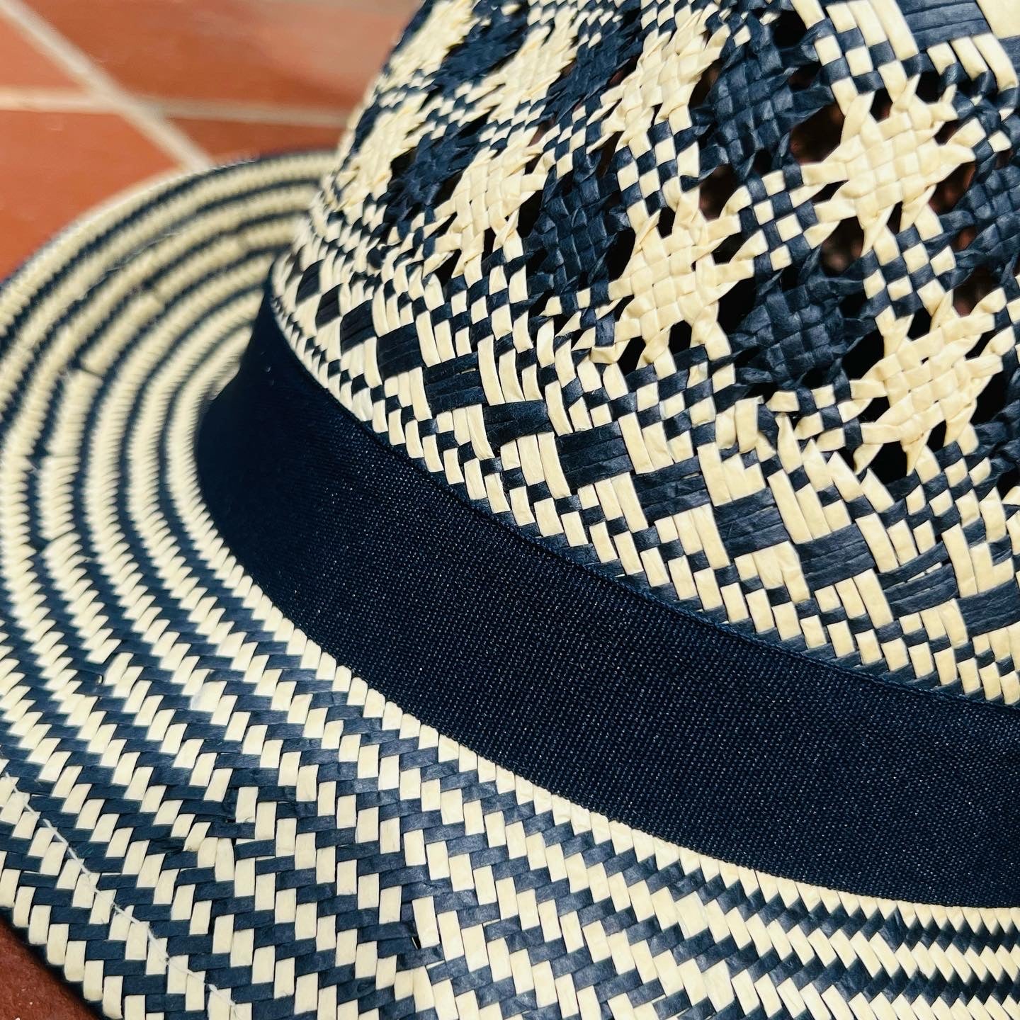 Two Tone Paper Straw Trilby Hat