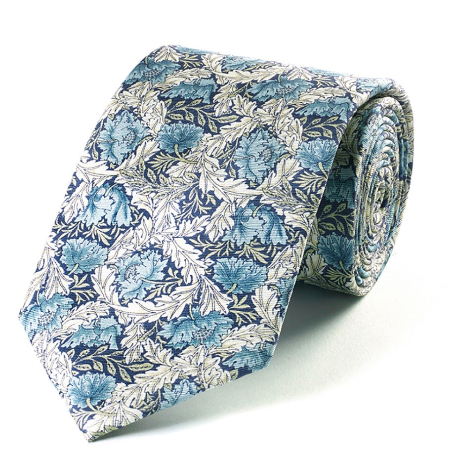 Silk Tie - Morris Blue Poppy