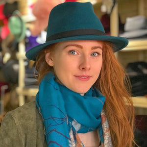 Teal Fedora hat