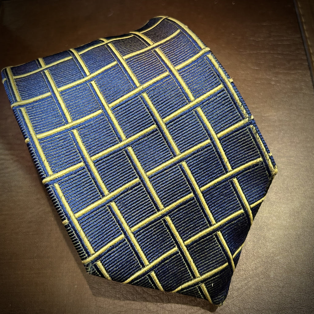 Silk Tie - Austin Reed Navy/Cream