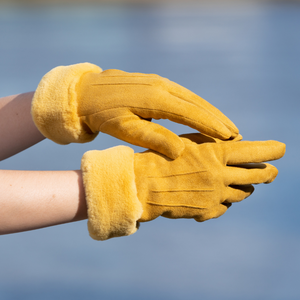 Babette Suedette Gloves with Faux Fur Cuff