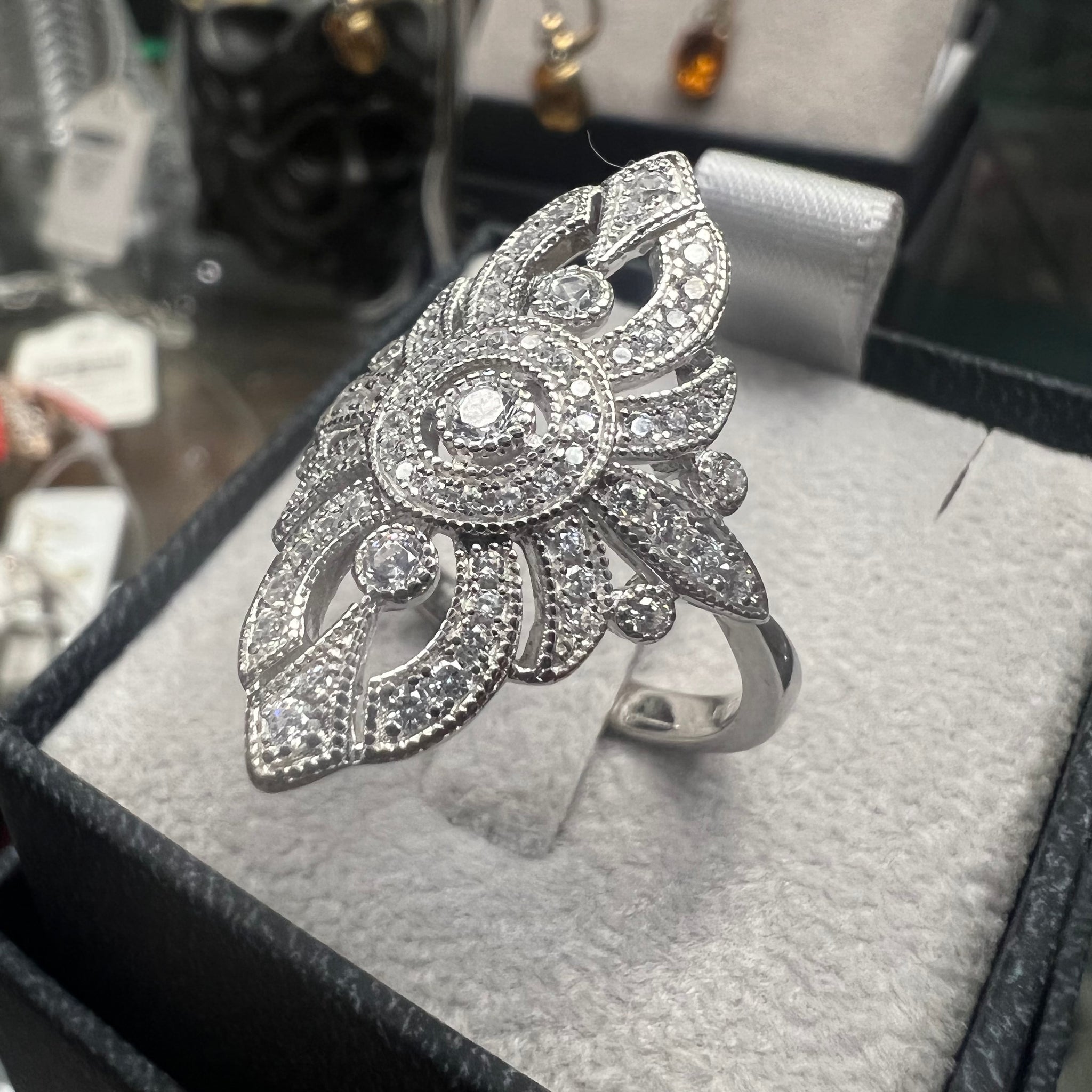 Victorian Style Silver CZ Ring
