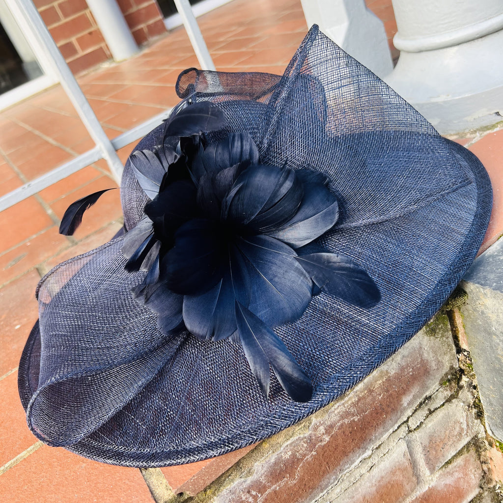 Sinamay Wide Brim Hat With Bow & Flower