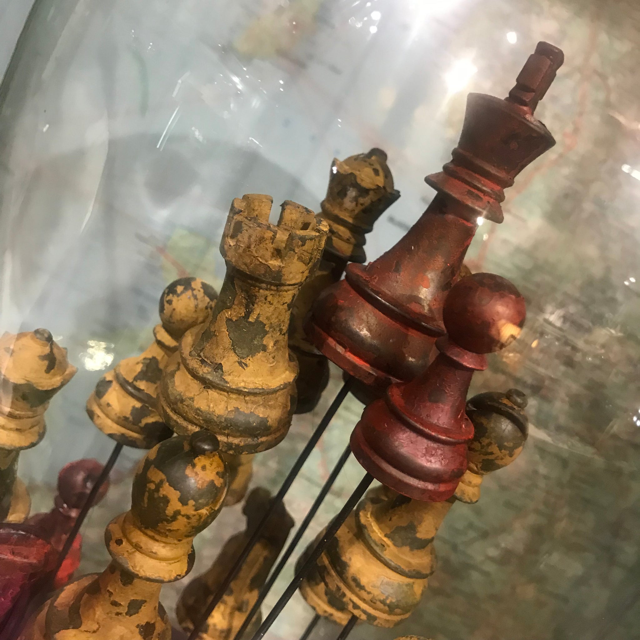 Floating Chess Set Under Dome