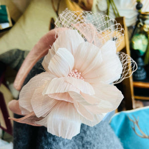 Petal Sinamay Netted Headband With Flowers