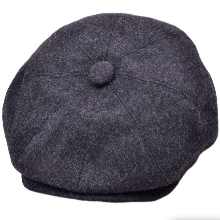 Grey Wool Baker Boy Cap - M