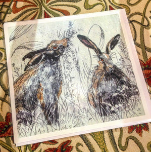 Card - Brown Hares