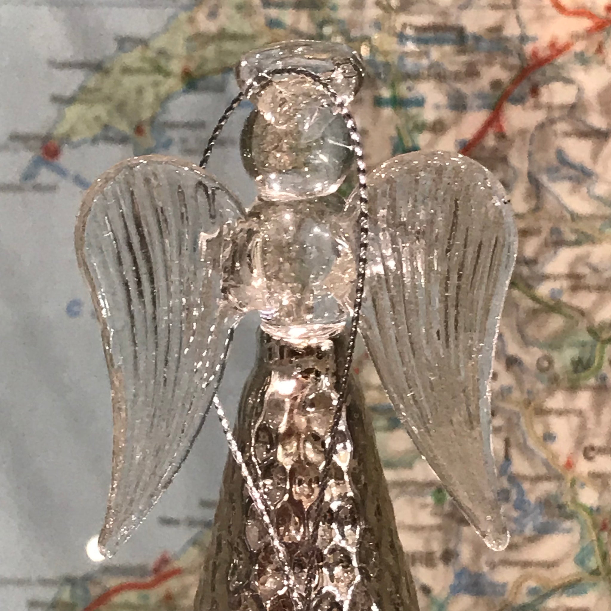 Silver Glass Angel Decoration 14cm