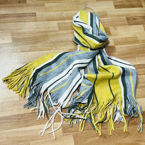 Long Fringed Three Colour Scarf