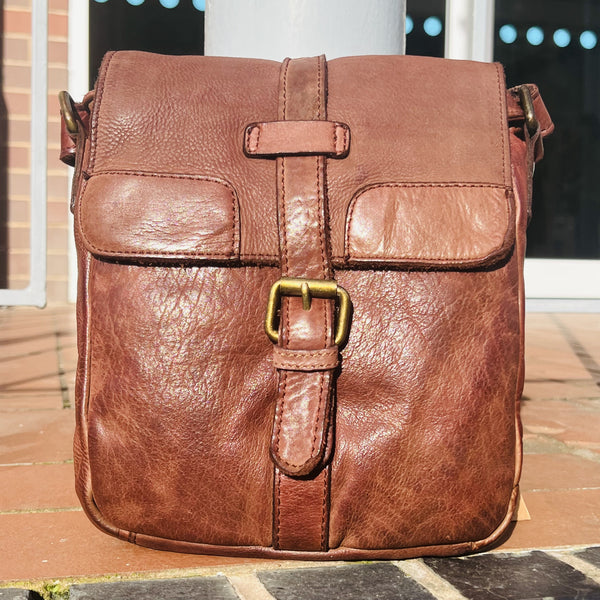 Rustic leather crossbody online purse