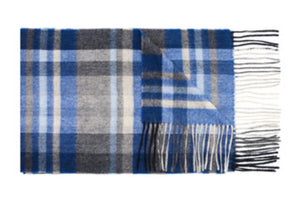 Blue Check Wool Scarf
