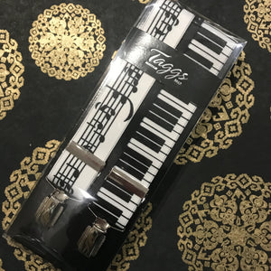 Black White Braces Piano Key and Music Notes
