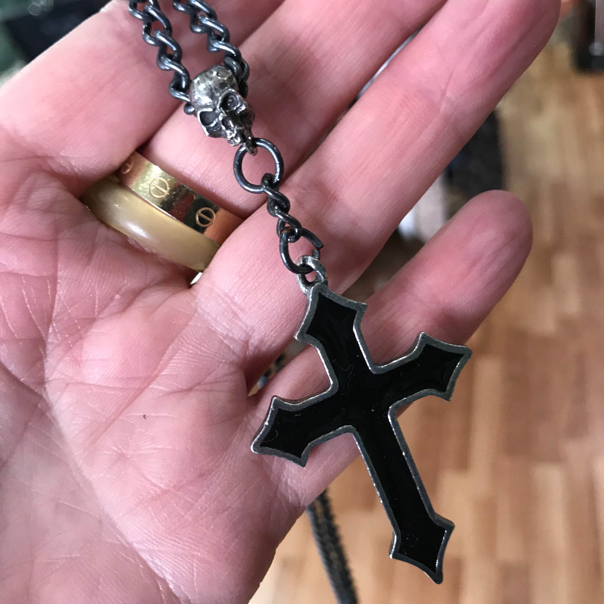 Pewter Cross Pendant Necklace