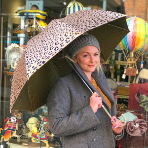 Domed animal print umbrella