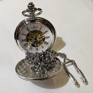 Patterned Steel Half Hunter Mechanical Watch