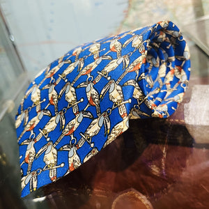 Silk Tie - Blue Parrots