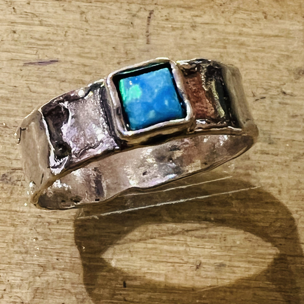 925 Sterling Silver Ring With Square Opal
