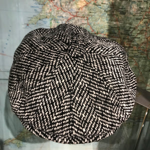 Wool Herringbone Baker Boy Cap - M