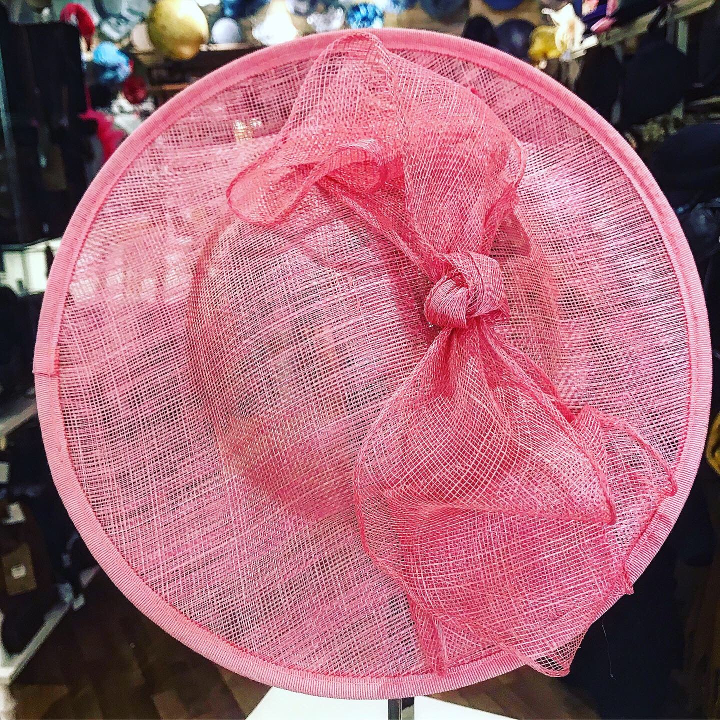 Sinamay disc fascinator with bow