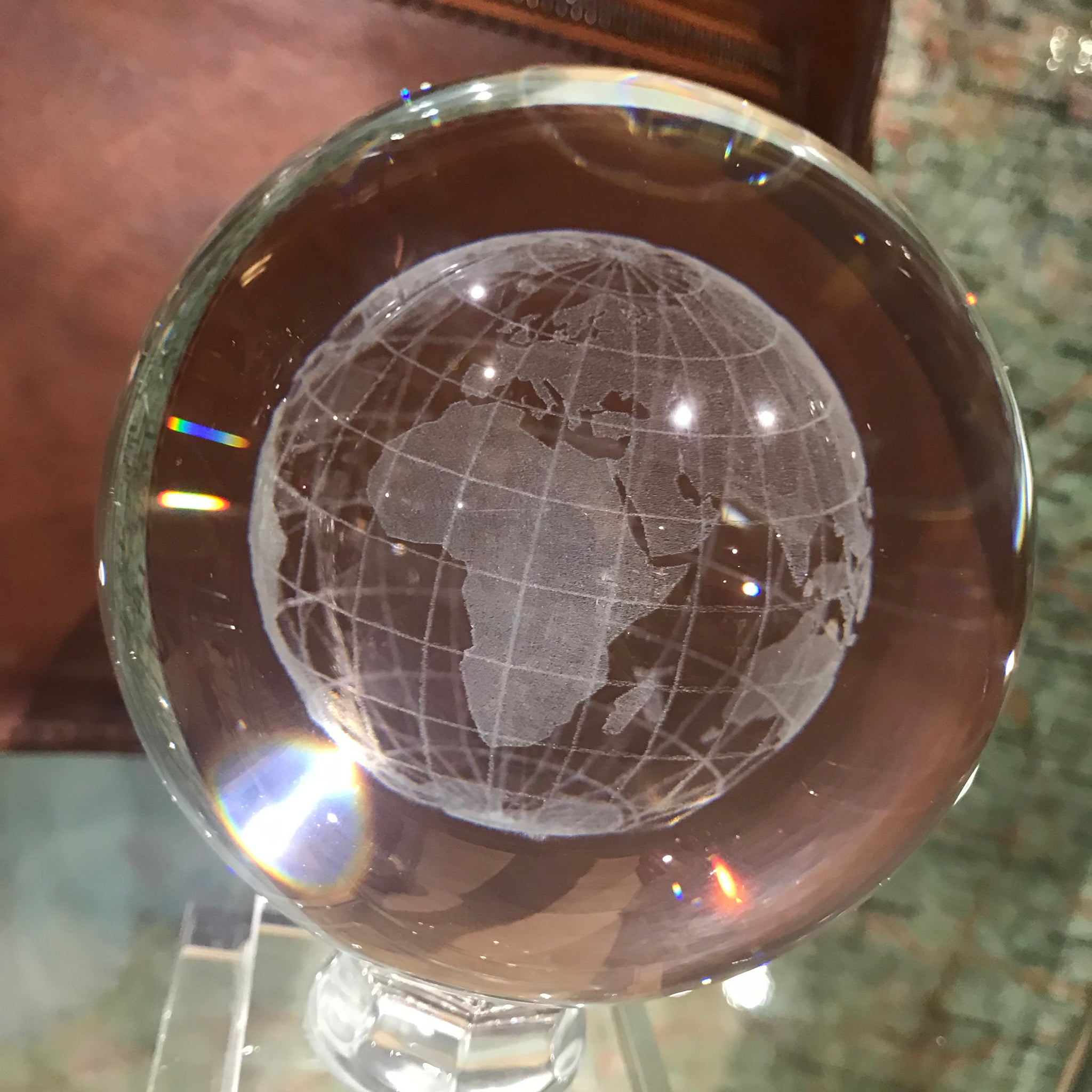 Crystal glass globe on foot