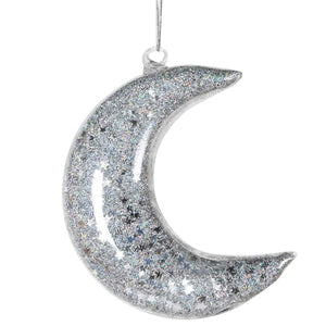 Glass silver moon hanger
