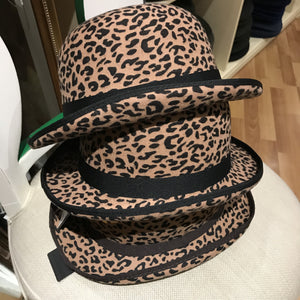 Wool Felt Leopard Print Bowler Hat