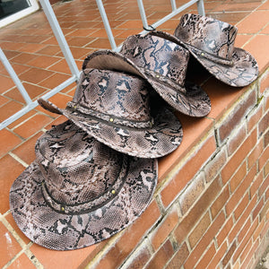Leather Snake Print Western Fedora Hat