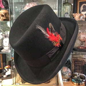Homburg Hat - Black with side feather