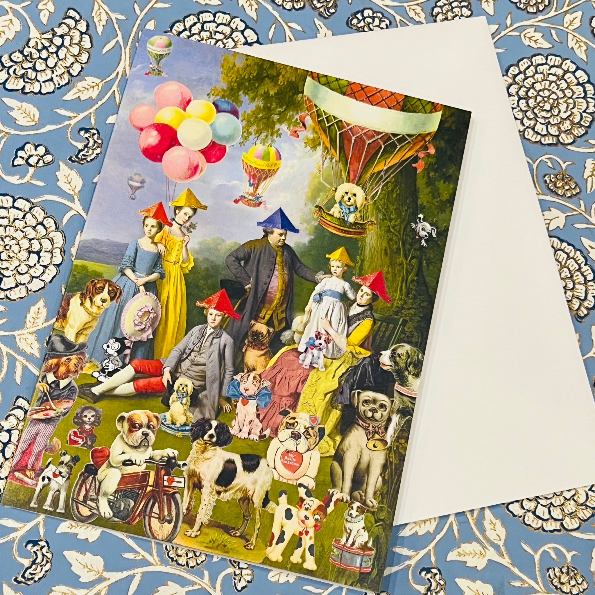Greetings Card - Dogs Picnic Balloons