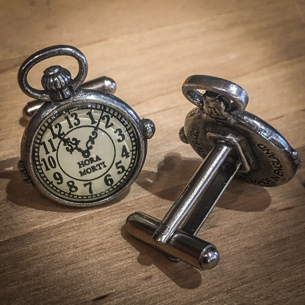 Pewter Cufflinks With Clock Face Design