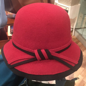 Felt Cloche Hat with two tone felt bow