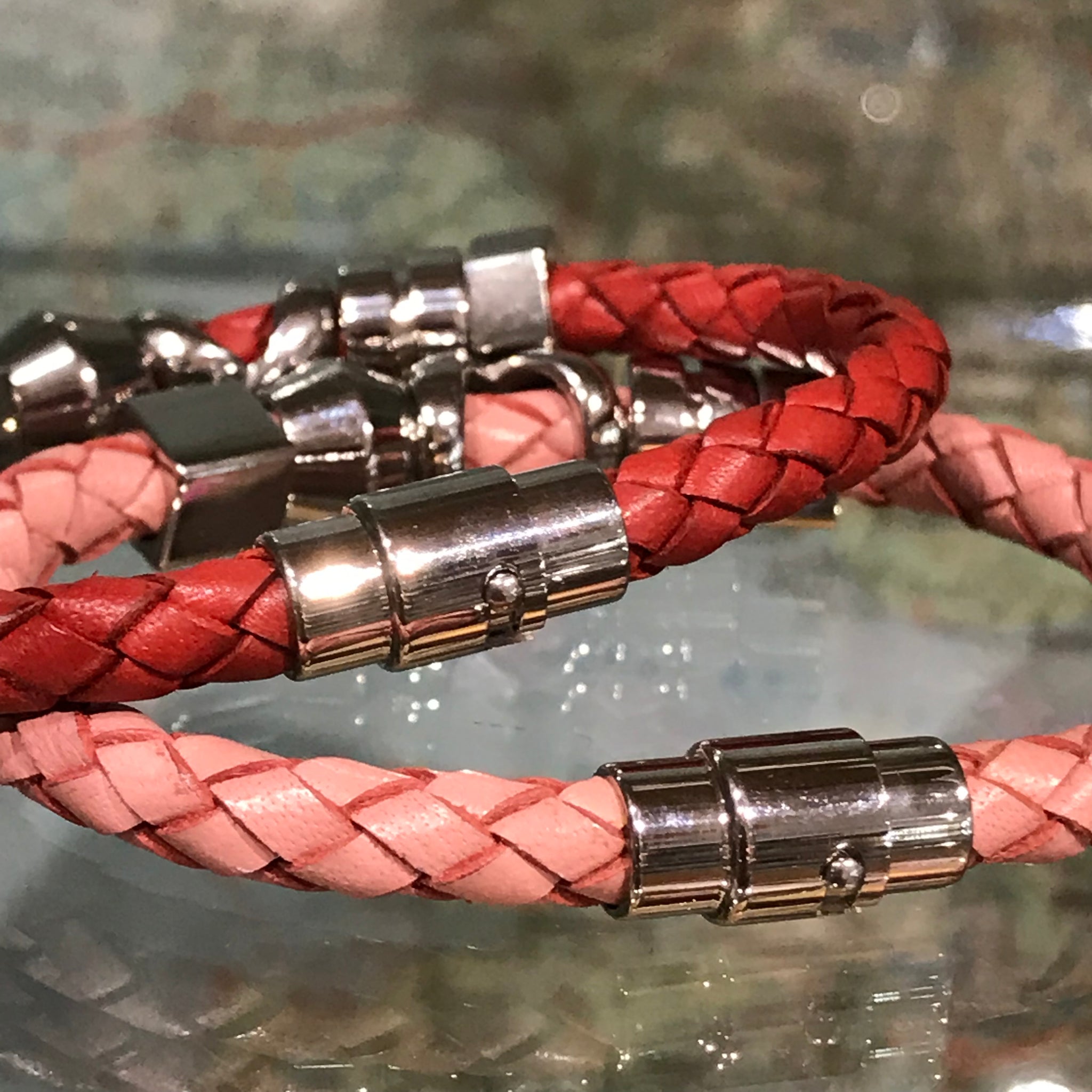 Leather Bracelet with Steel Cross