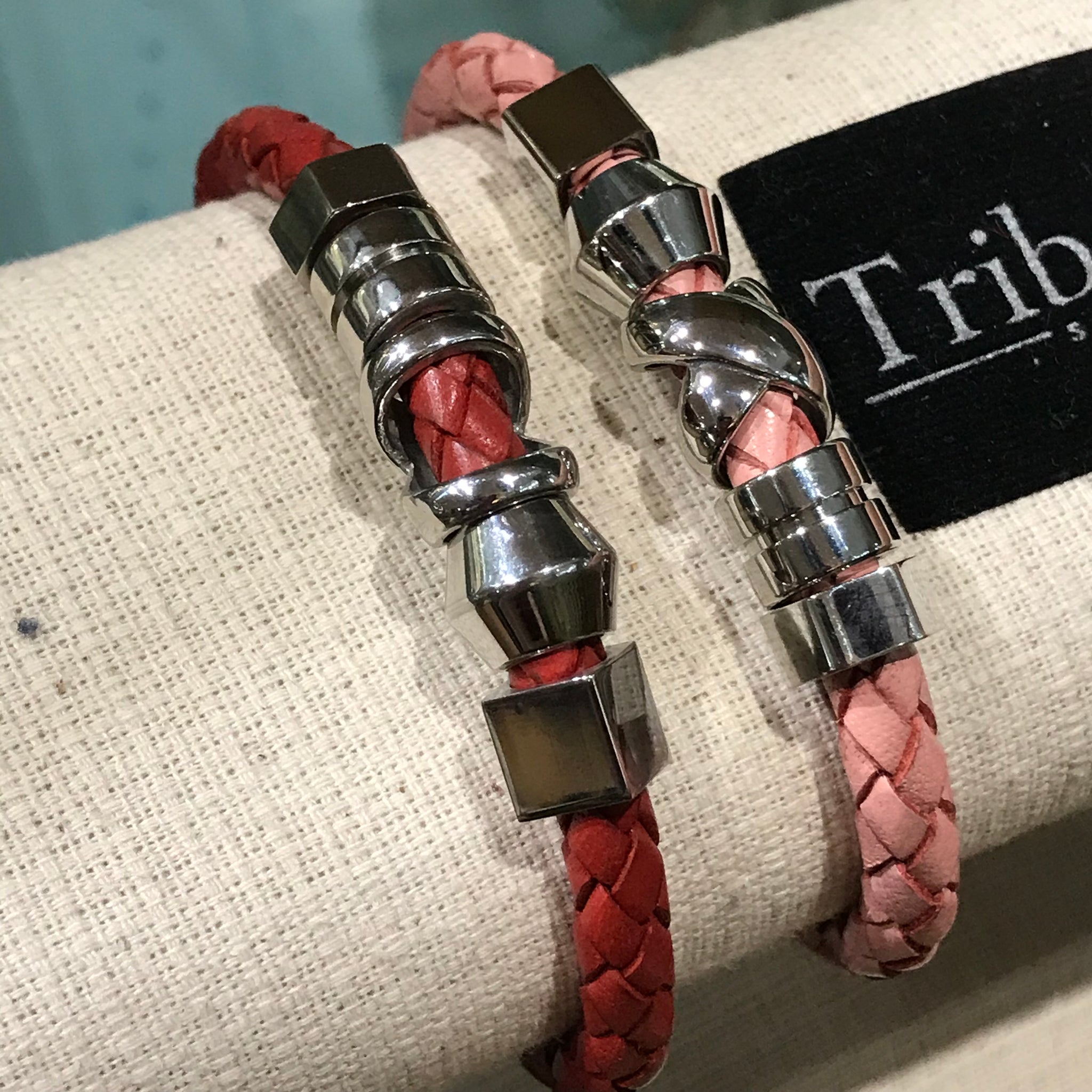 Leather Bracelet with Steel Cross