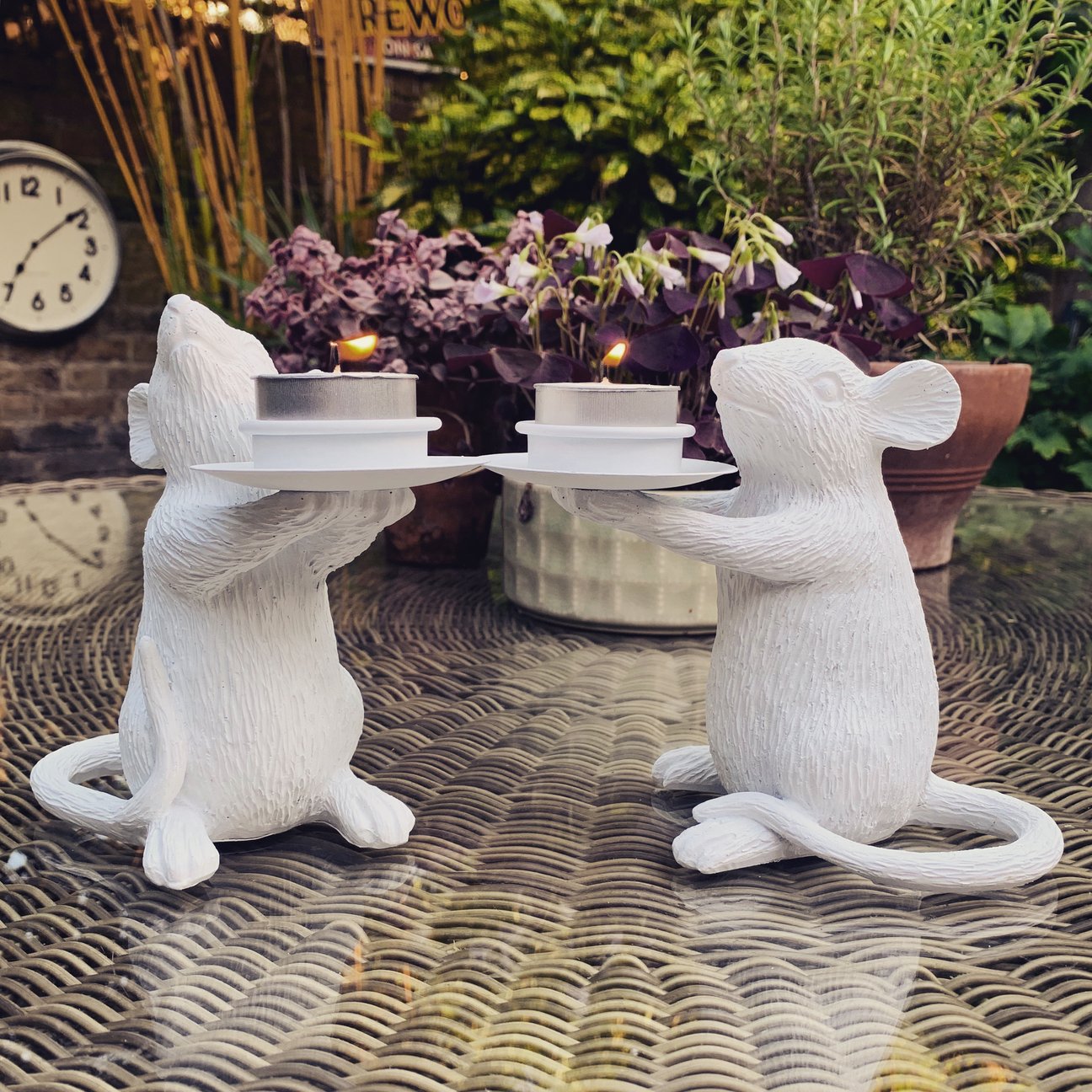 Pair of mice candleholders