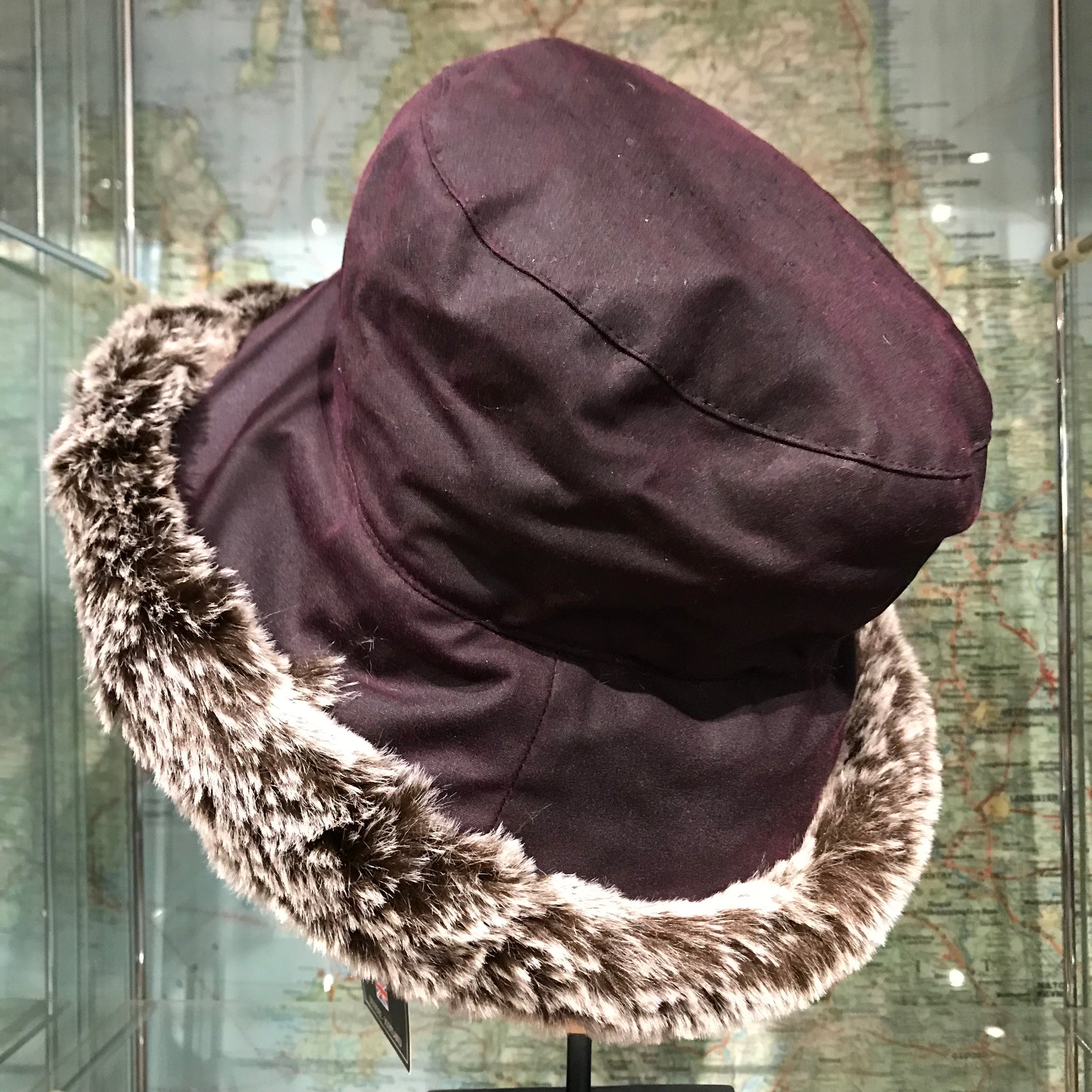 Wax Cloche Fur Trimmed Hay