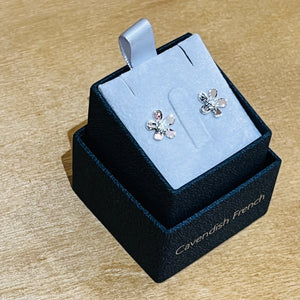 925 Sterling Silver Flower with CZ Centre Studs