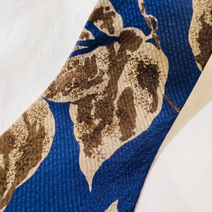 Silk Tie - Brown Leaves on Blue Ground