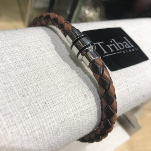Bracelet: Leather Crosshatch