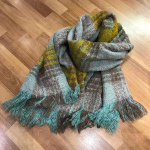 Cosy tartan fringed scarf