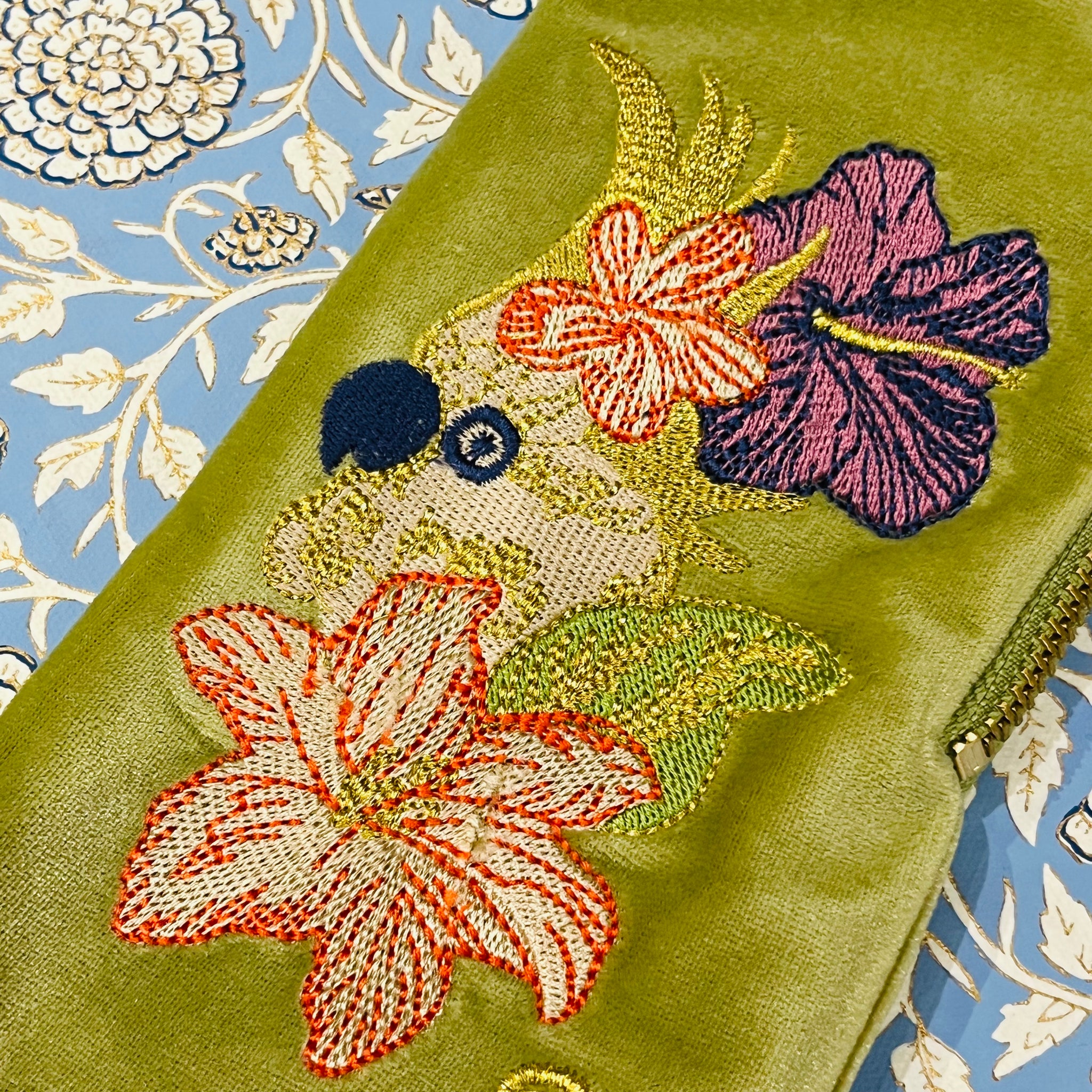 Embroidered Velvet Sunglasses Pouch
