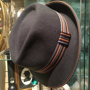 Trilby Hat - Brown with orange khaki ribbon